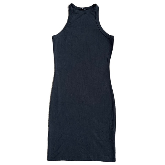 SHEIN BLACK HIGH NECKLINE RIBBED MINI DRESS SIZE SMALL - Picture 1 of 7